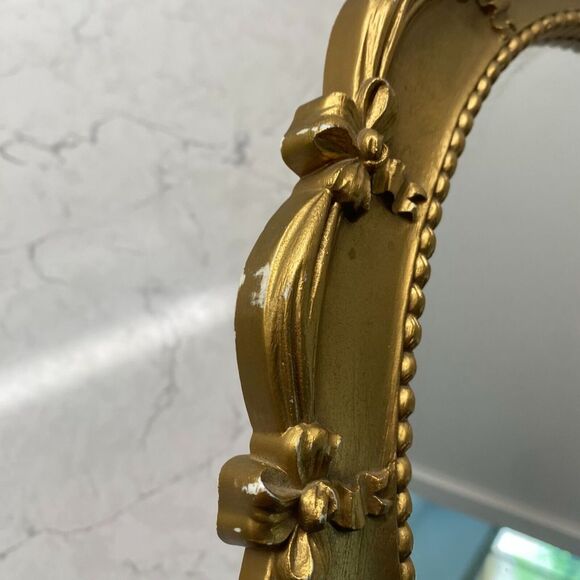 Vintage Syroco Gold Plastic Frame Carved Decorative Vanity Wall Mirror - 12.5 in - Picture 11 of 13